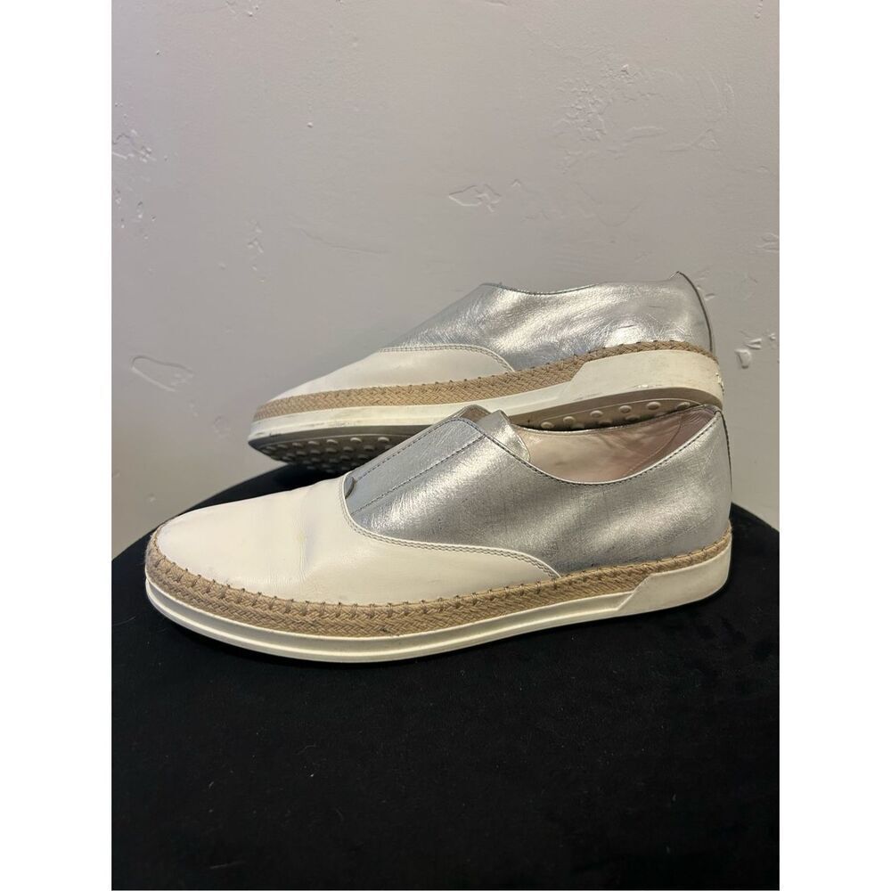 Tod's Gomma Rafia TV Francesina Pelle Two Tone Slip On Flats Women's 9 (39.5) - Picture 2 of 10